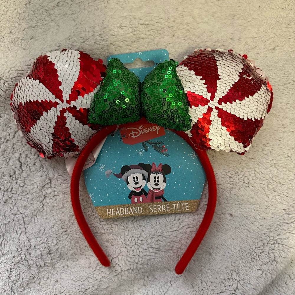 Disney Festive Red and Green Sequin Minnie Mouse Headband